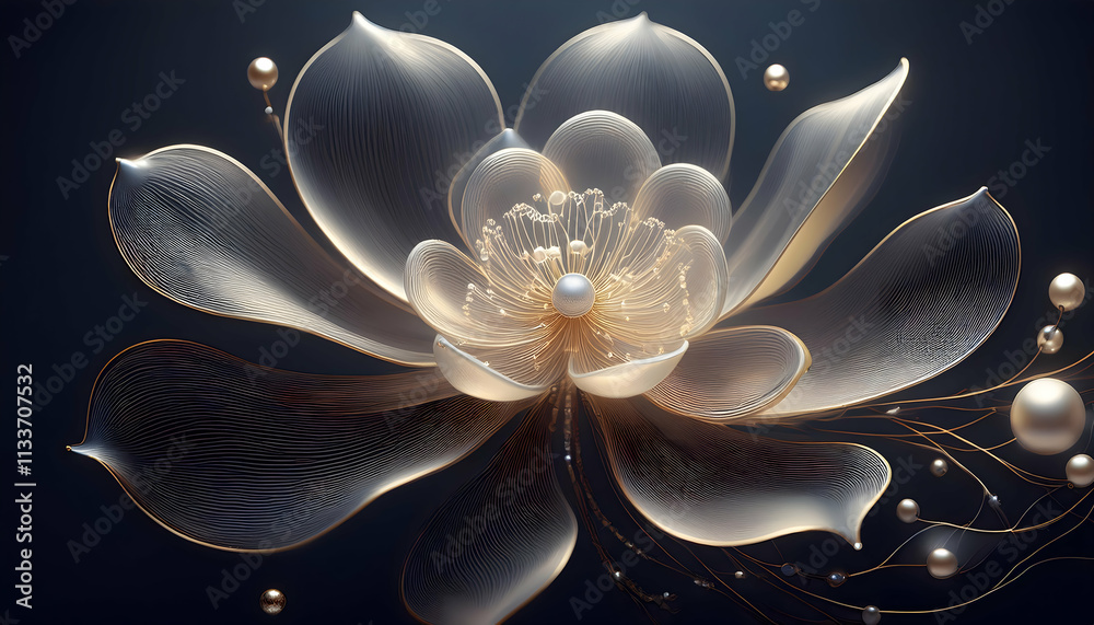 Minimalist flower with smoky Line Art, shiny and delicate on digital art concept, Generative AI. Minimalist flower with smoky Line Art, shiny and delicate on digital art concept, Generative AI.
