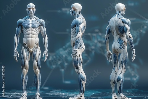 Muscular Man with Arms Spread Out in a Powerful Pose