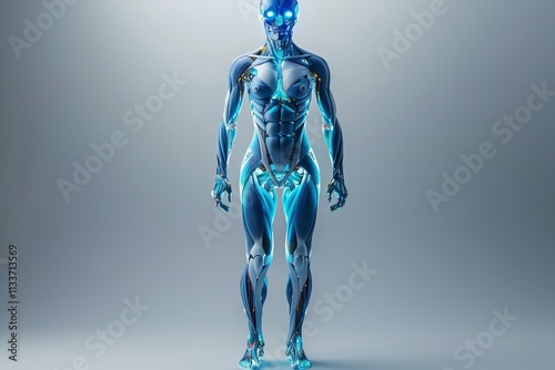 Muscular Man with Arms Spread Out in a Powerful Pose