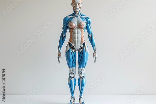 Muscular Man with Arms Spread Out in a Powerful Pose