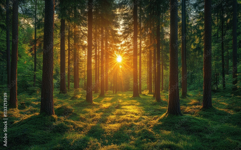 Obraz premium Sunrays through Trees