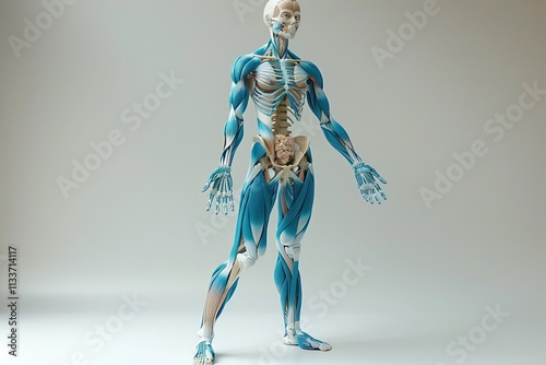 Muscular Man with Arms Spread Out in a Powerful Pose
