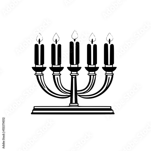 A line drawing of black and white Menorah .
