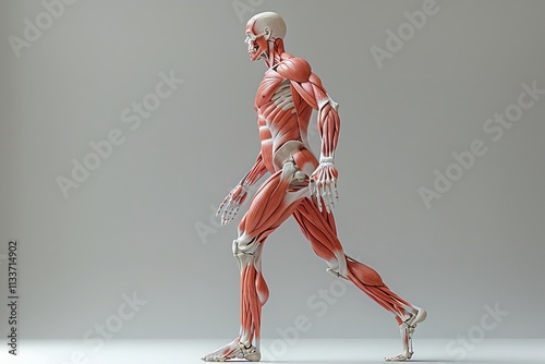 Muscular Man with Arms Spread Out in a Powerful Pose