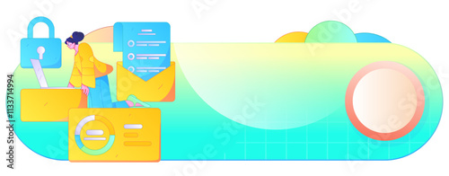 Business network security character flat vector concept operation hand drawn illustration
