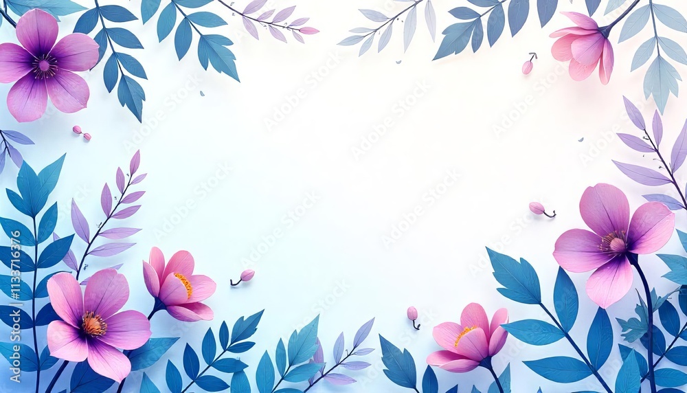 Obraz premium Fantasy flowers and oversized leaves set against a contrasting background for a playful look