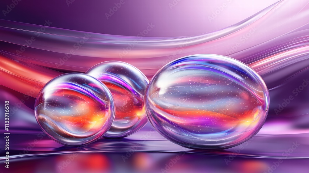 Elegant Abstract Colorful Spheres on Smooth Flowing Background Elegant Abstract Colorful Spheres on Smooth Flowing Background