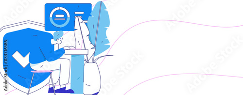 Business network security character flat vector concept operation hand drawn illustration
