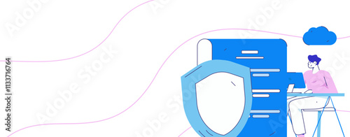 Business network security character flat vector concept operation hand drawn illustration
