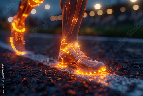 Mystical Glow Surrounding a Person’s Legs in a Futuristic Style