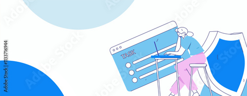 Business network security character flat vector concept operation hand drawn illustration
