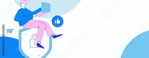 Business network security character flat vector concept operation hand drawn illustration
