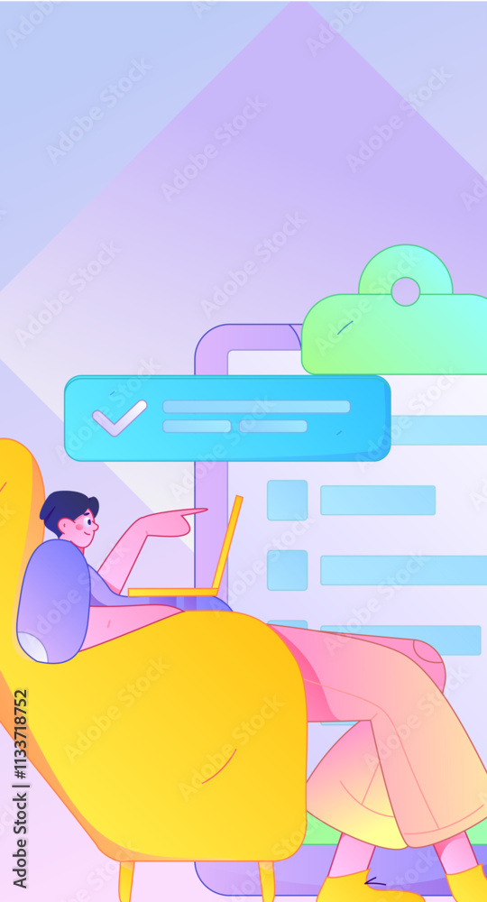 Invite friends to conduct questionnaire flat vector concept operation hand drawn illustration
