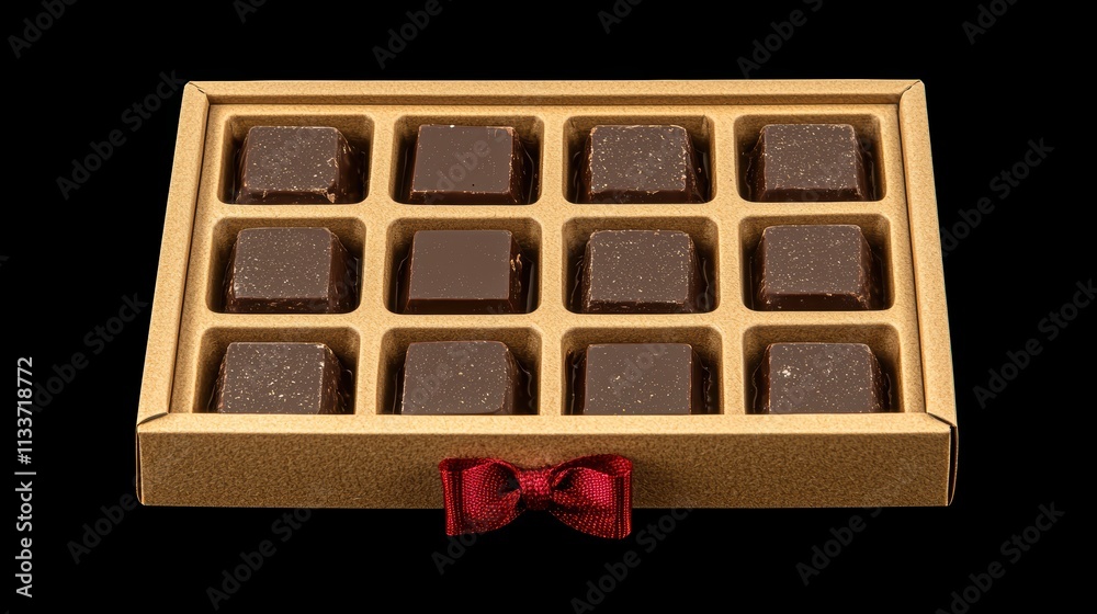 Elegant Chocolate Box with Assorted Treats and Red Ribbon Elegant Chocolate Box with Assorted Treats and Red Ribbon