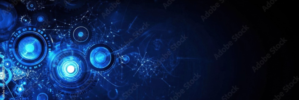 Dark blue banner designed for web applications with intricate details. Dark blue banner designed for web applications with intricate details.