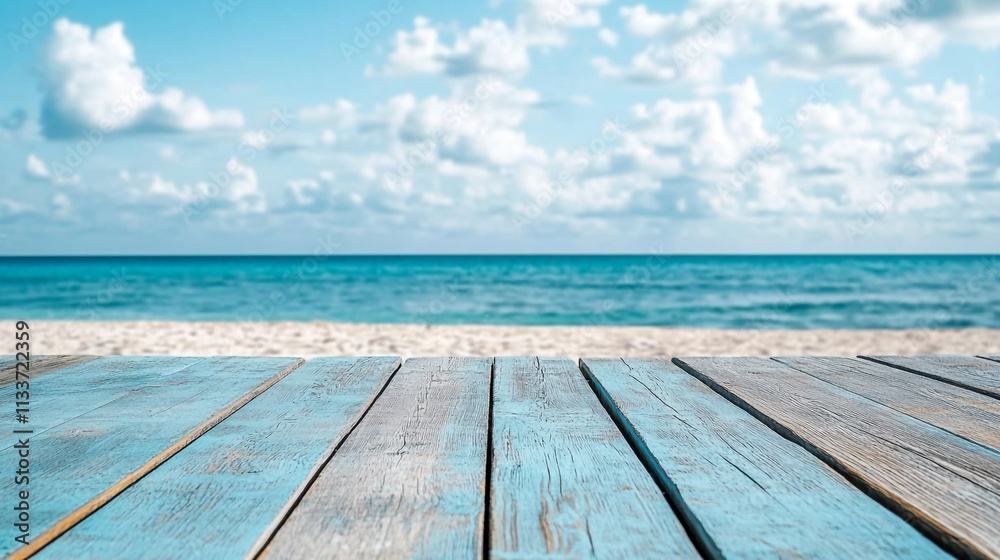 Beautiful ocean view with wooden deck under a cloudy sky in a coastal setting Beautiful ocean view with wooden deck under a cloudy sky in a coastal setting