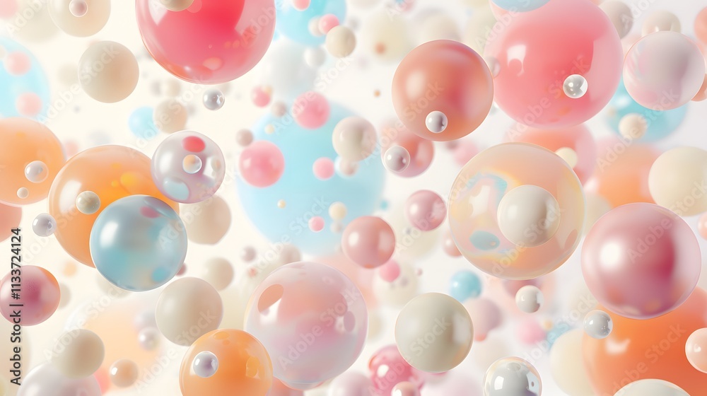 Abstract 3D background with pastel orbs floating against a white backdrop.