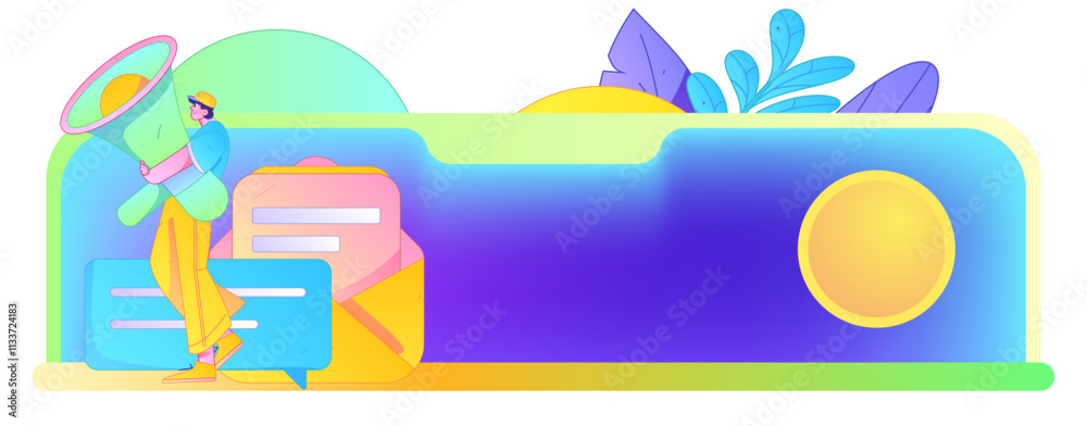 Fototapeta premium Invite friends to conduct questionnaire flat vector concept operation hand drawn illustration 