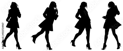 Fashionable Female Silhouettes in Elegant Poses