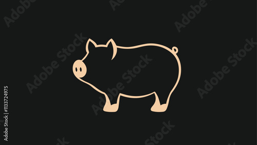 Minimalistic Pig Silhouette Design on Dark Background