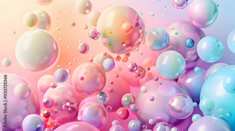 Abstract 3D Background with Colorful, Iridescent Spheres. Abstract 3D Background with Colorful, Iridescent Spheres.