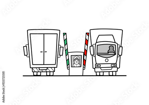 red and green signal truck entry illustration design