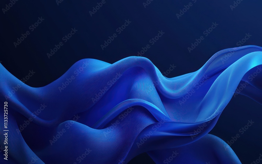 Obraz premium Abstract Blue Fabric Waves: A Serene Digital Art