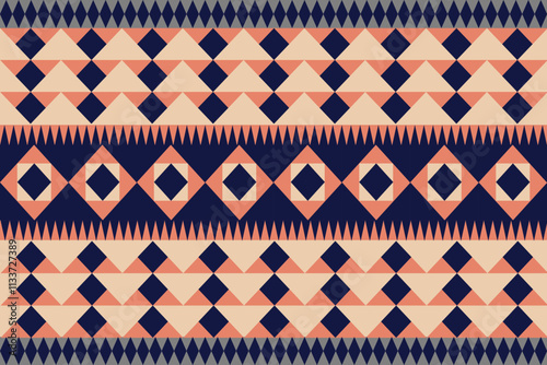 1.	Seamless Ethnic Pattern Texture. Navajo Geometric Print, Rustic Decorative Ornament. Abstract Geometric Pattern. Native American Pattern Ornament for the design of Clothing