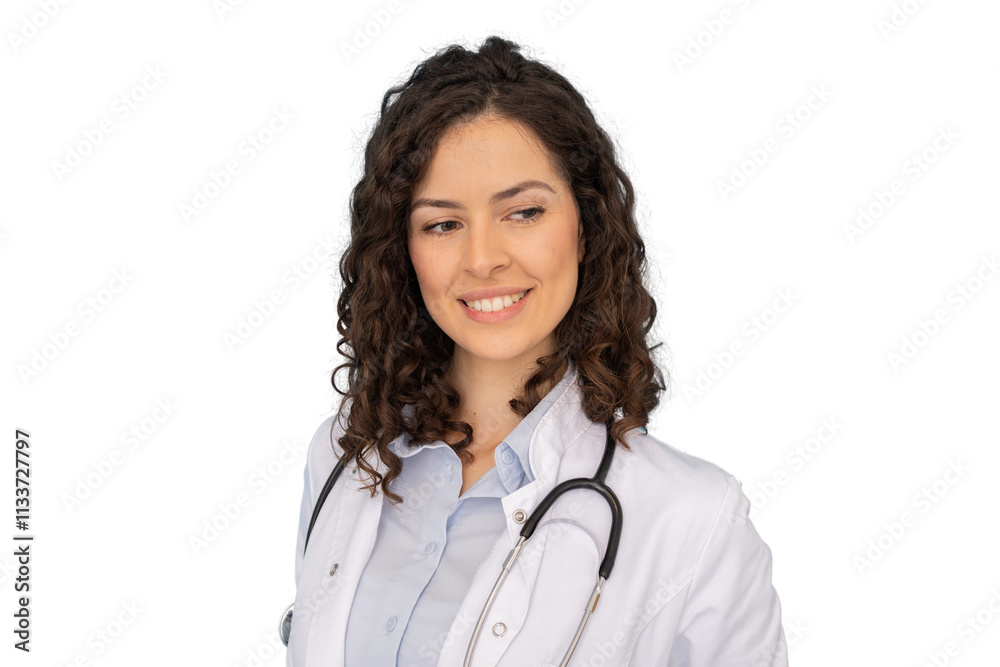 Professional Latina female doctor holding a stethoscope Professional Latina female doctor holding a stethoscope