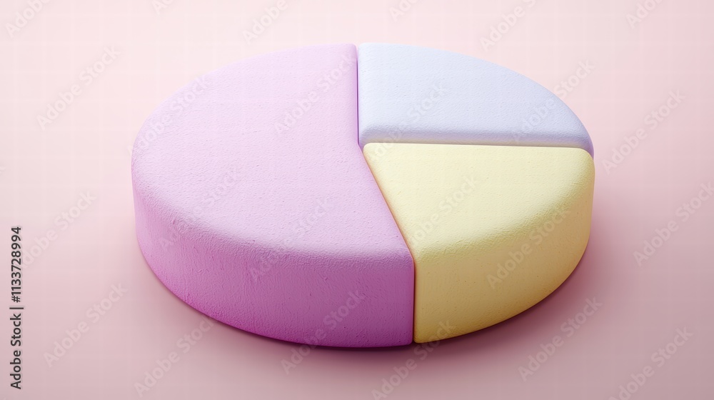 Minimalist pastel pie chart on soft pink background for infographics Minimalist pastel pie chart on soft pink background for infographics
