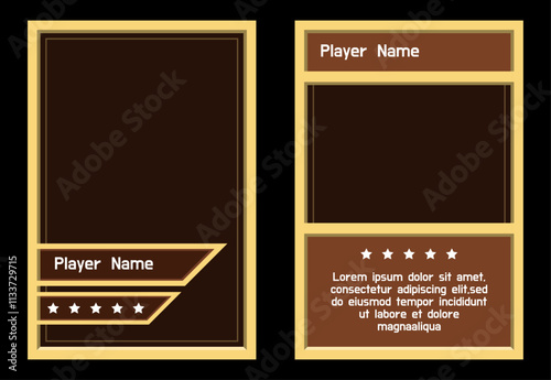 Prehistoric primitive themed card game template with yellow and black colors symbolizing ancient times. card template, border template