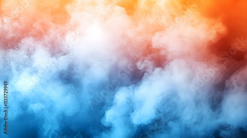 Abstract Colorful Smoke, A Vivid, Dreamlike Haze of Blue and Orange, Creating a Dynamic and Textured Background for Artistic Expression and Design Inspiration.