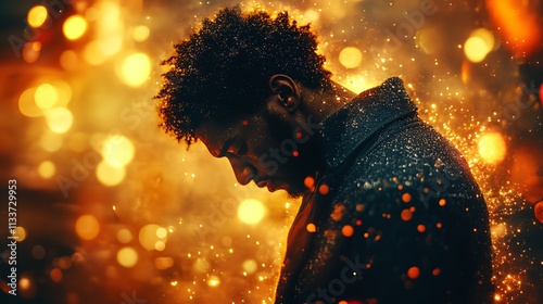 a man with a black hair and a blue jacket