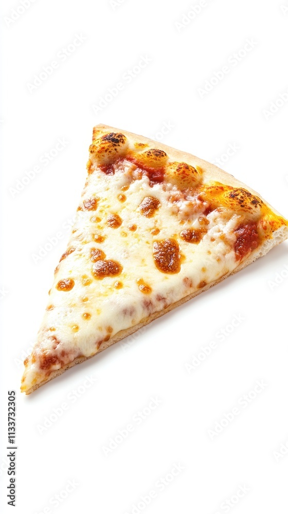 A Single Slice Of Cheese Pizza Isolated On White A Single Slice Of Cheese Pizza Isolated On White