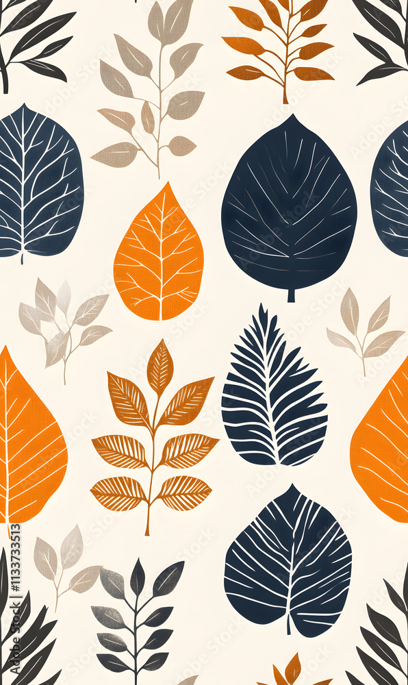 Fototapeta premium floral flower and leaf elements modern doodle illustrator seamless pattern for wallpaper or background