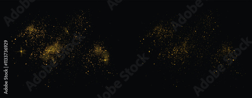 Gold sparkles golden glitter confetti background. Vector confetti luxury gold glitter and golden color splatter