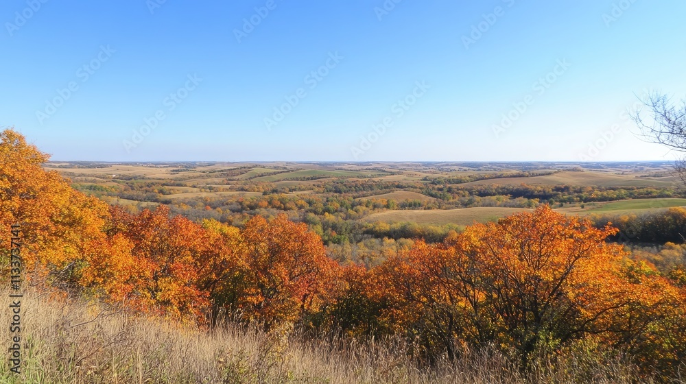 Fototapeta premium Scenic Autumn Landscape with Vibrant Colors of Fall Foliage
