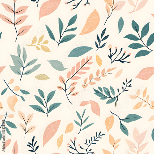 floral flower and leaf elements modern doodle illustrator seamless pattern for wallpaper or background
