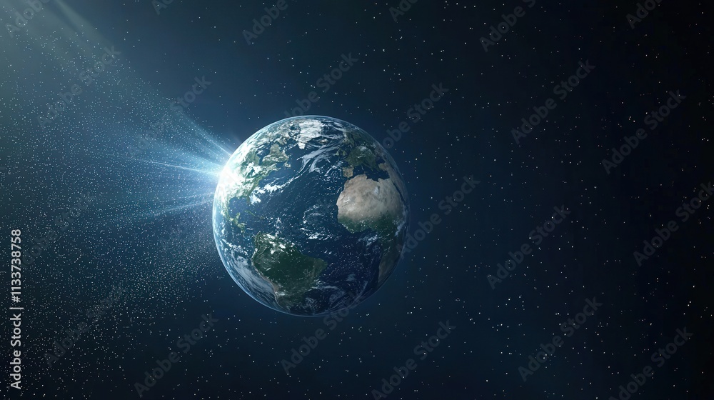 Obraz premium A conceptual digital art of Earth radiating renewable energy sources.