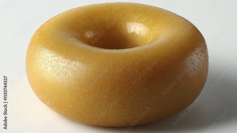 smooth, yellow donut shaped object with glossy surface, isolated on light background, showcasing its unique texture and form smooth, yellow donut shaped object with glossy surface, isolated on light background, showcasing its unique texture and form