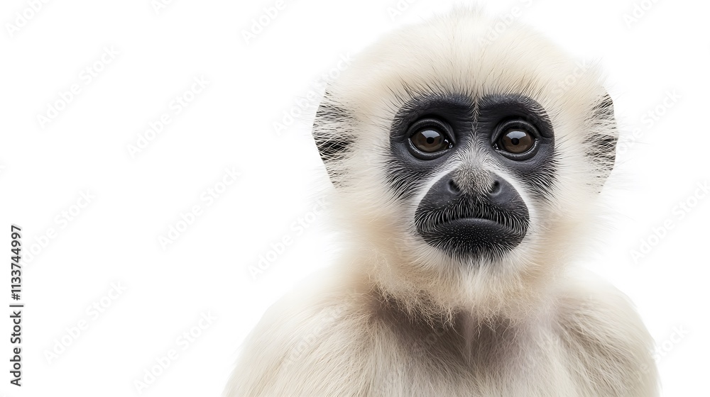 86. A white langur monkey with its distinctive fur against a white background 86. A white langur monkey with its distinctive fur against a white background