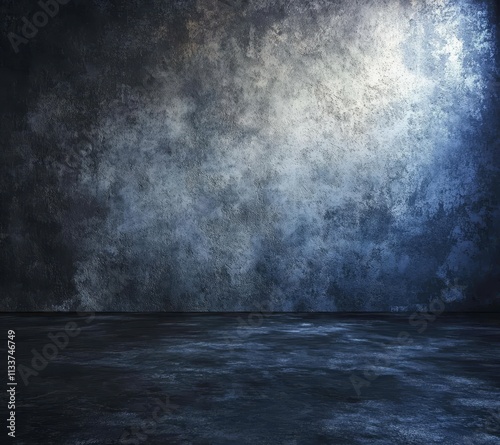 Dark, textured wall and floor background with dramatic lighting.