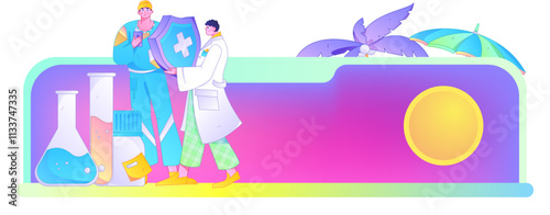 Medical characters fighting the epidemic flat vector concept operation hand drawn illustration
