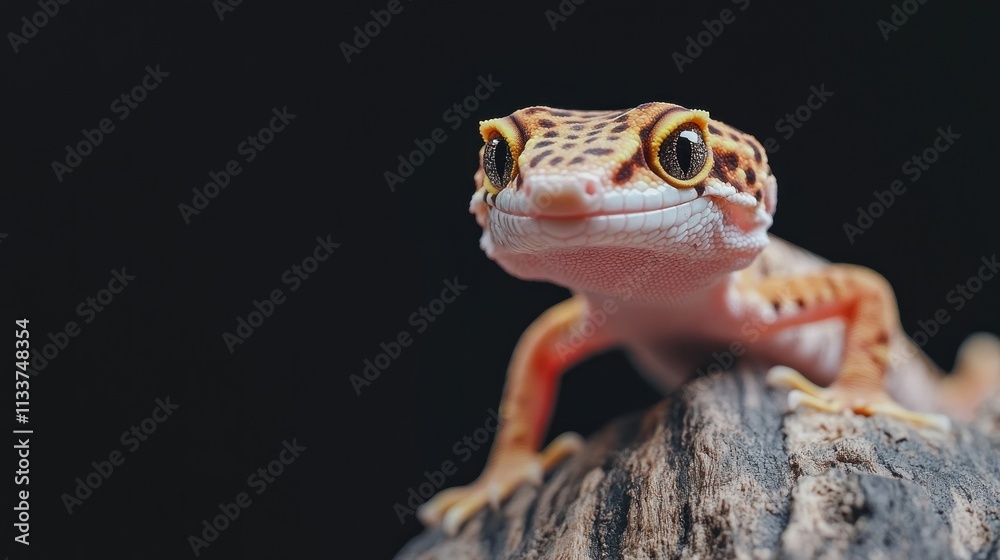 Leopard Gecko Posing on a Dark Background