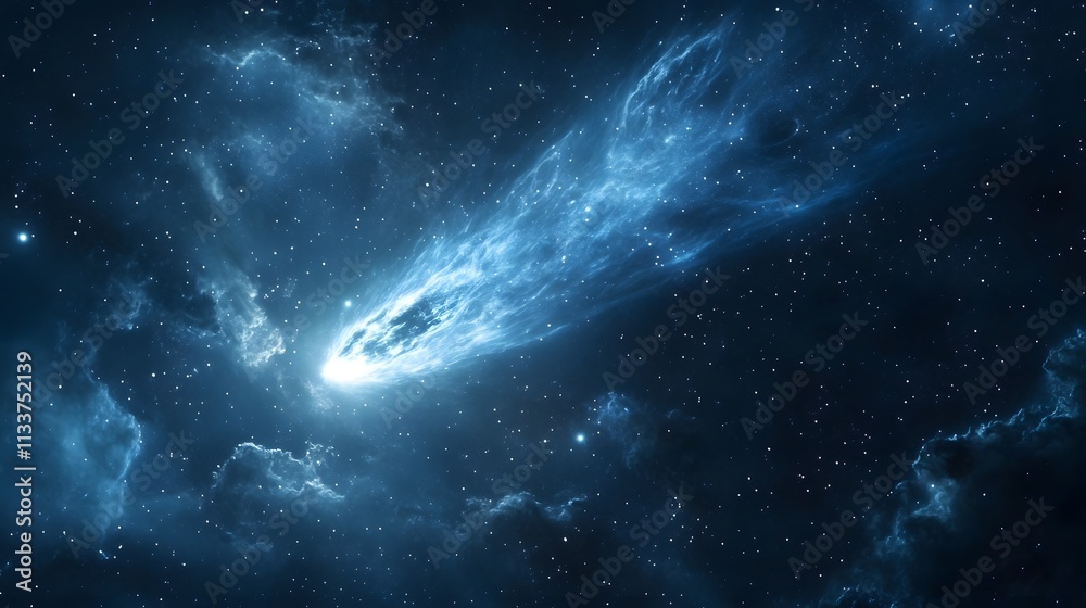 Luminous Comet Streaking Across a Starry Nebula Luminous Comet Streaking Across a Starry Nebula