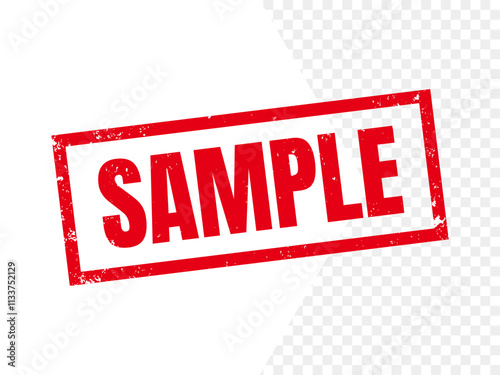 Sample stamp. Sample word isolated in transparent background. Squares vector red grunge rubber stamp. vector illustration