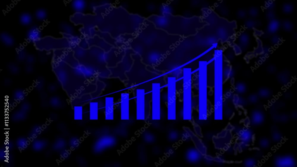 Animating financial data charts and graphs over digital background.business development competition concept animation. Financial business diagram charts.business graph with arrow on the screen.