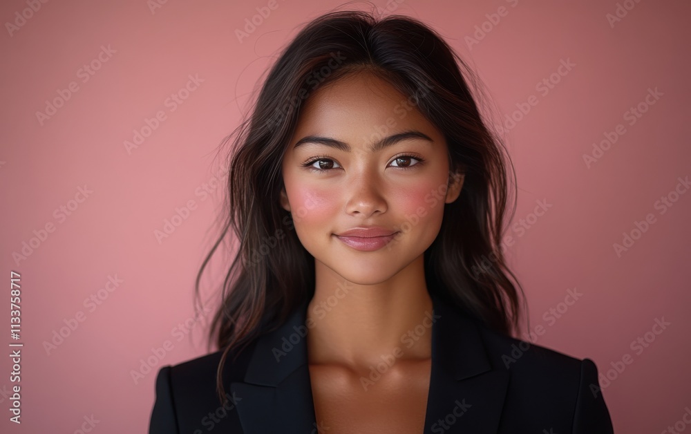 A woman in a suit is smiling for the camera