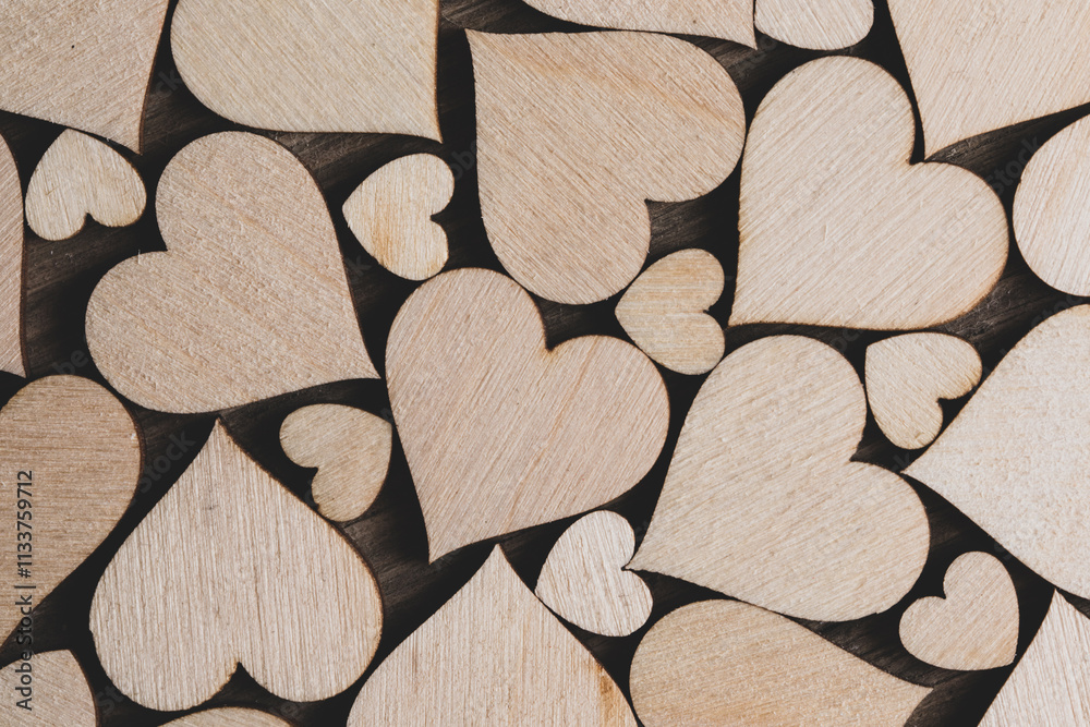 Obraz premium wooden hearts macro close up