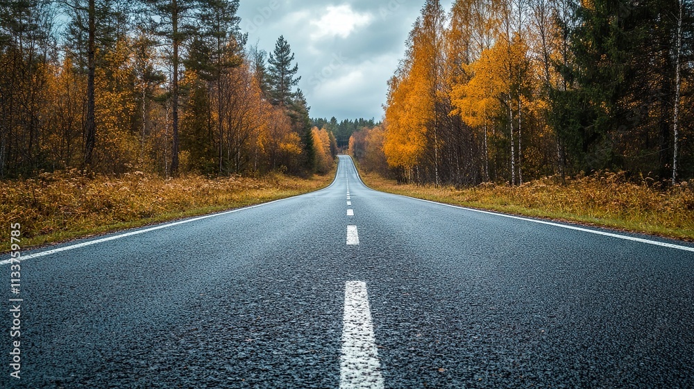Fototapeta premium Autumn Road Through Colorful Forest